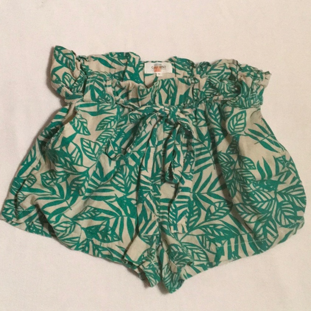 Cali 1850 Botanical Paperbag Self Tie Shorts sz L